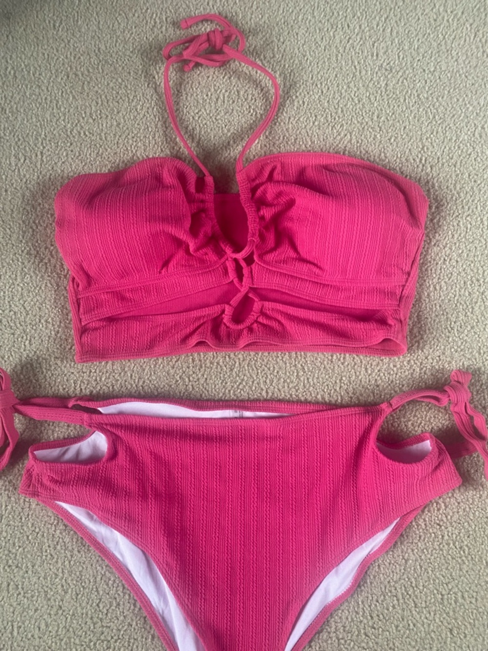 4X.   SOLY HUX 2 PIECE HALTER RIBBED SWIM WEAR